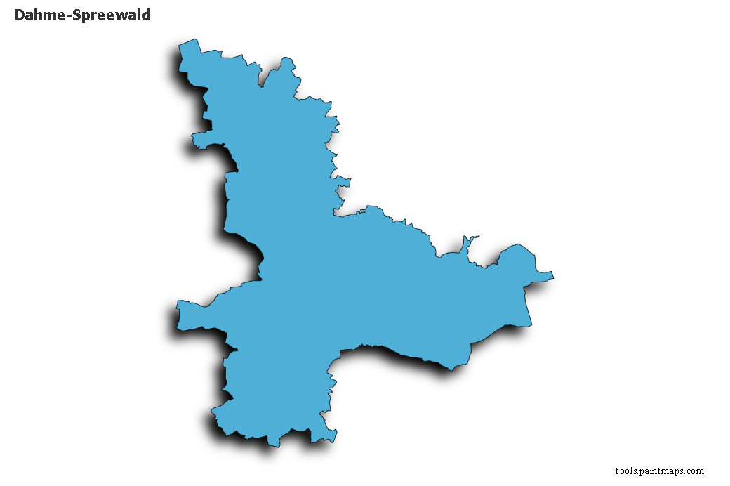 Mapa de Dahme-Spreewald con efecto de sombra 3D