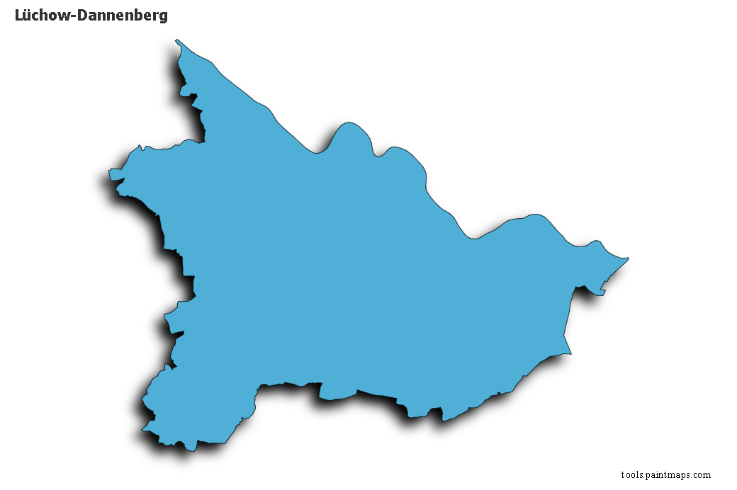 Mapa de Lüchow-Dannenberg con efecto de sombra 3D