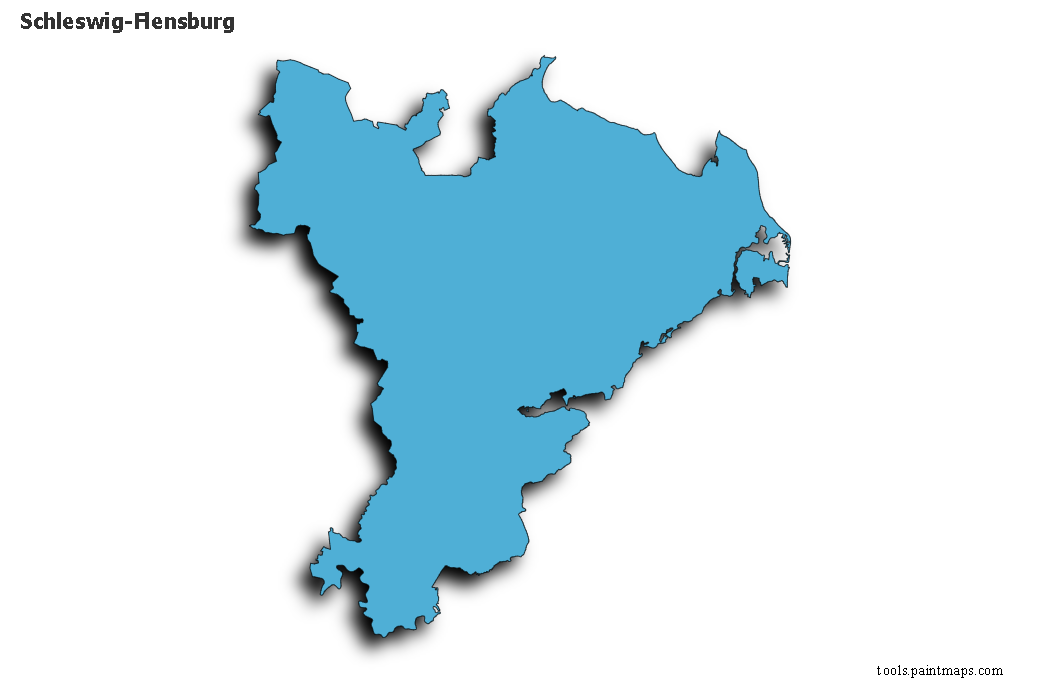 Schleswig-Flensburg map with 3d shadow effect