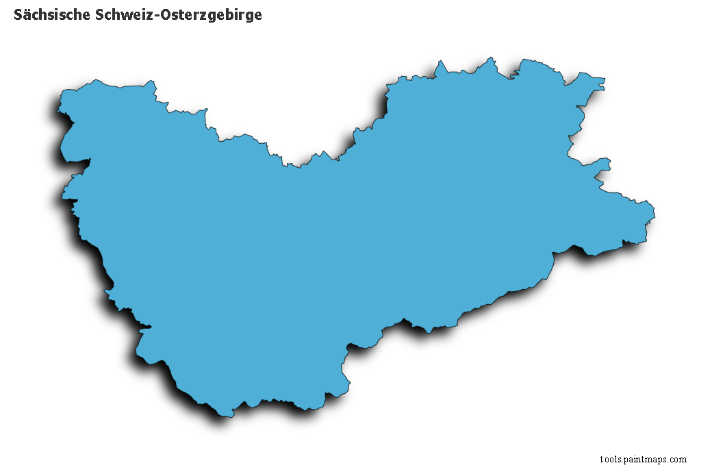 Sächsische Schweiz-Osterzgebirge map with 3d shadow effect