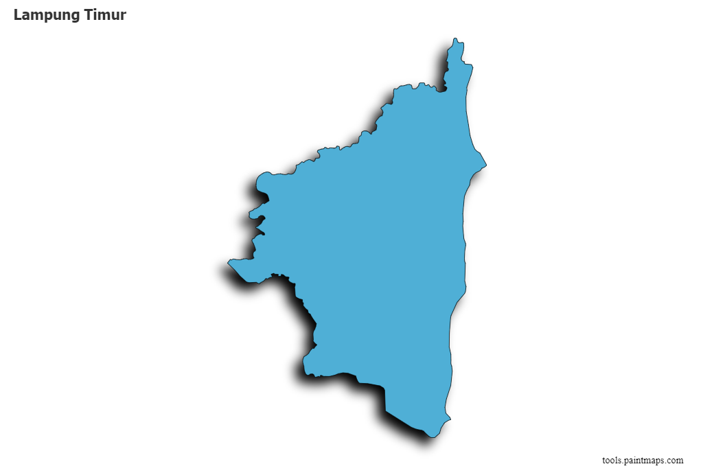 3D gölge efektli Lampung Timur haritası