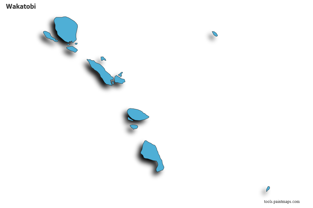 Wakatobi map with 3d shadow effect