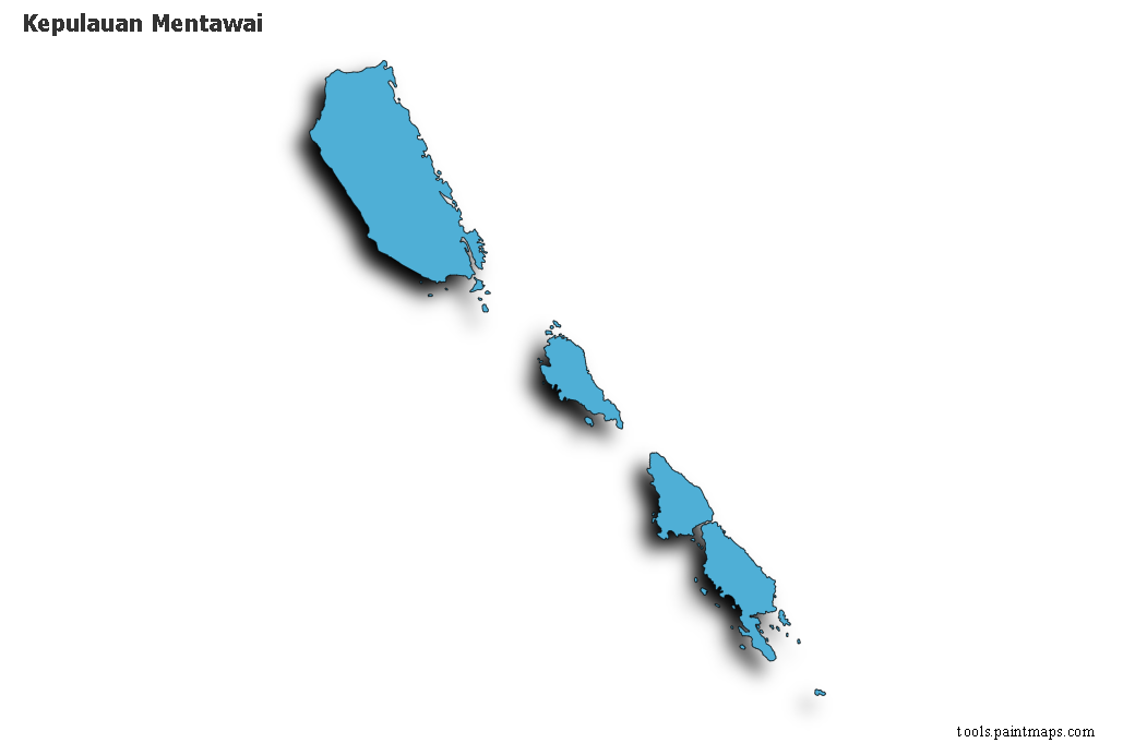 Kepulauan Mentawai map with 3d shadow effect