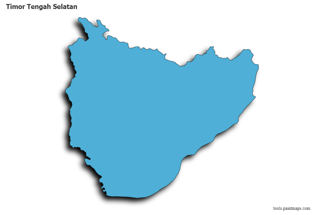 Mapa de Timor Tengah Selatan con efecto de sombra 3D