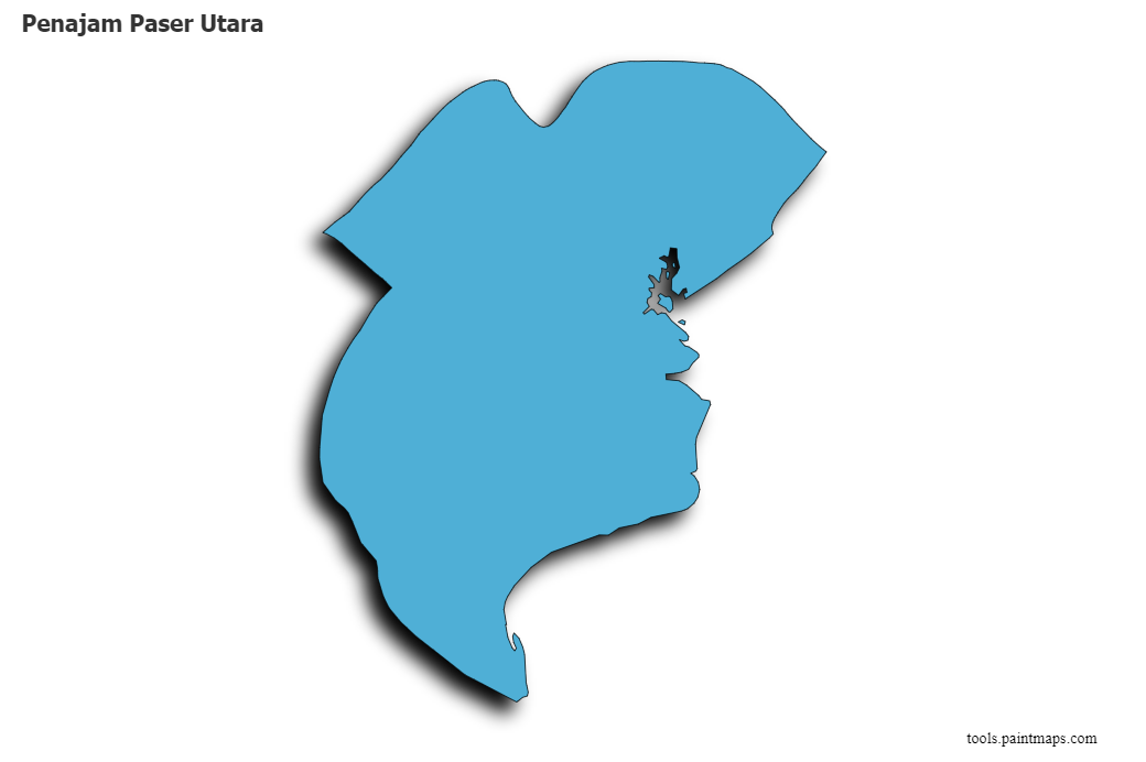 3D gölge efektli Penajam Paser Utara haritası