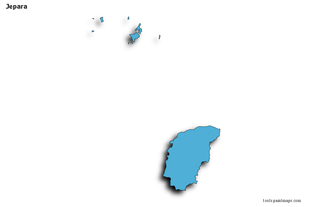 Mapa de Jepara con efecto de sombra 3D