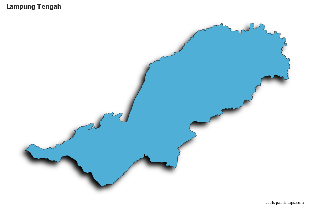 Mapa de Lampung Tengah con efecto de sombra 3D