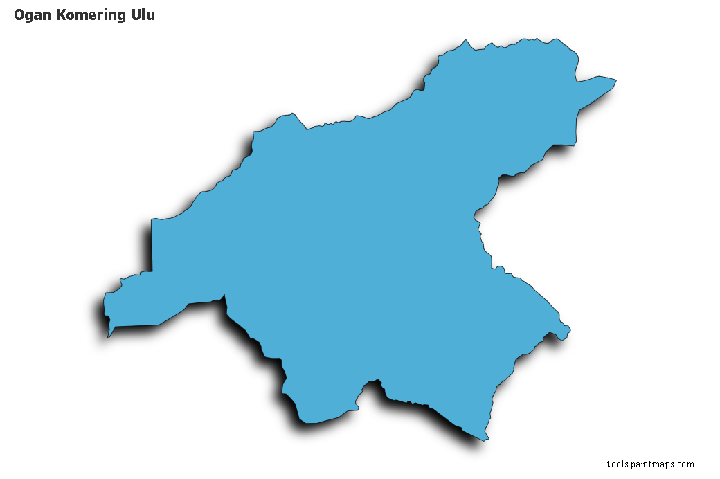 Mapa de Ogan Komering Ulu con efecto de sombra 3D