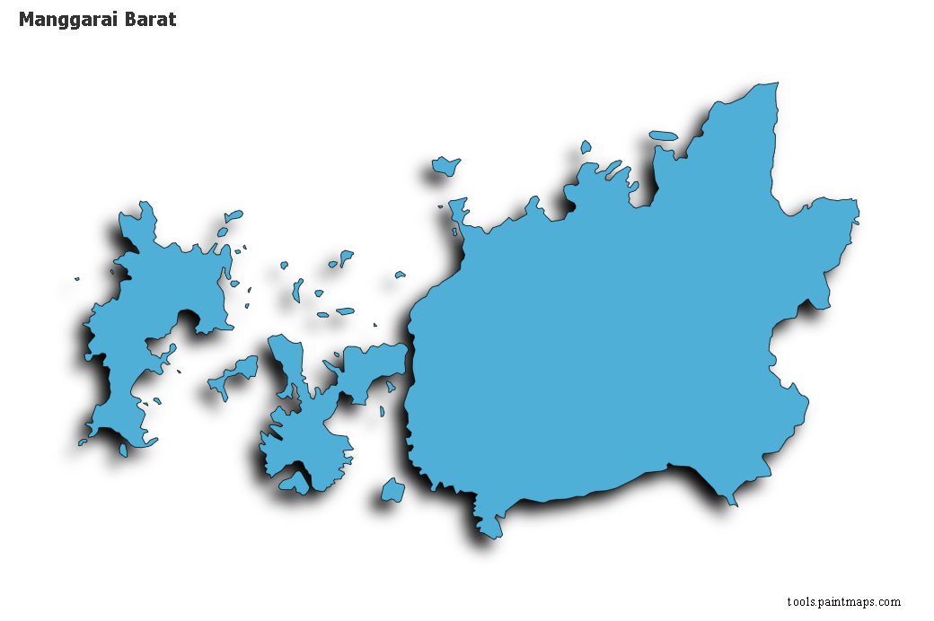 Manggarai Barat map with 3d shadow effect