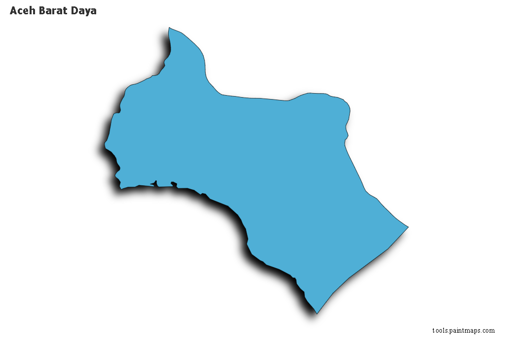 Mapa de Aceh Barat Daya con efecto de sombra 3D