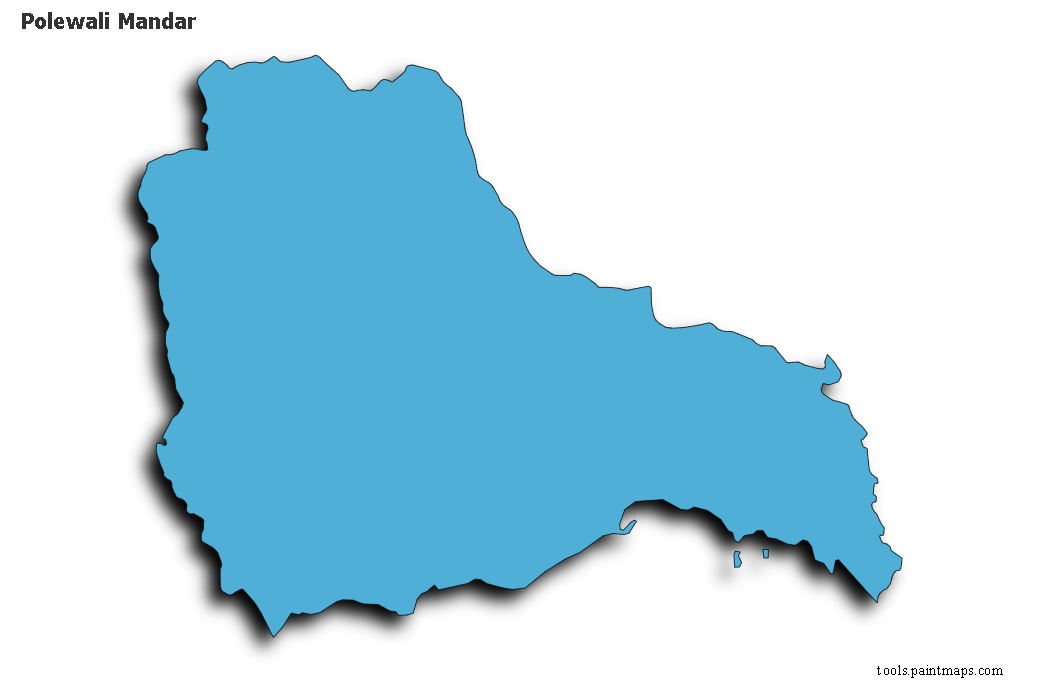 Mapa de Polewali Mandar con efecto de sombra 3D