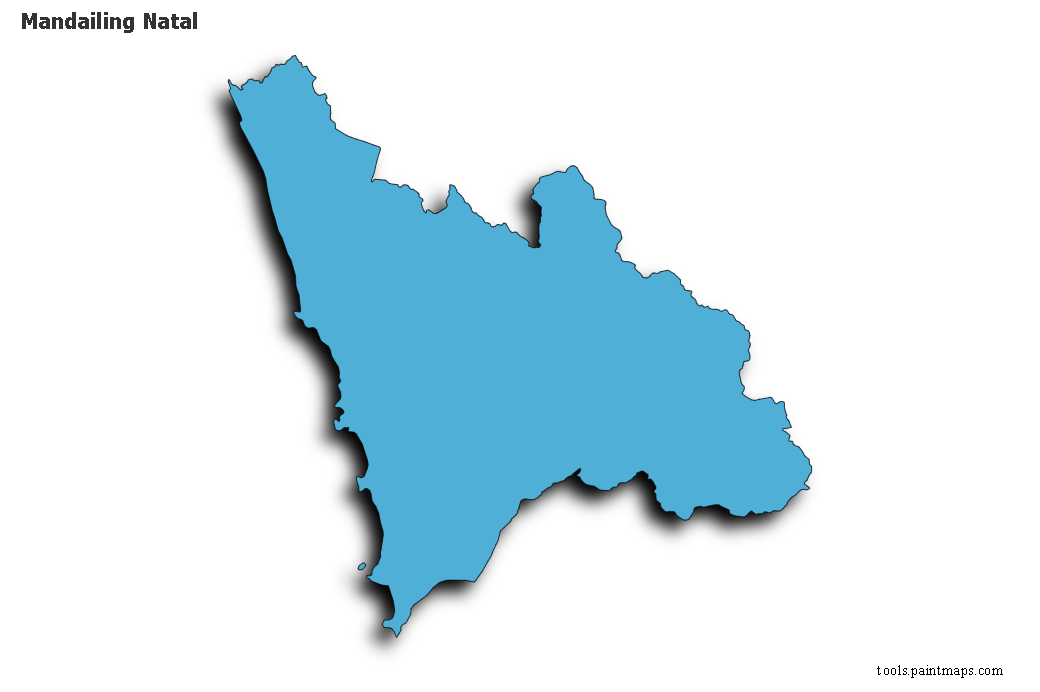 Mapa de Mandailing Natal con efecto de sombra 3D