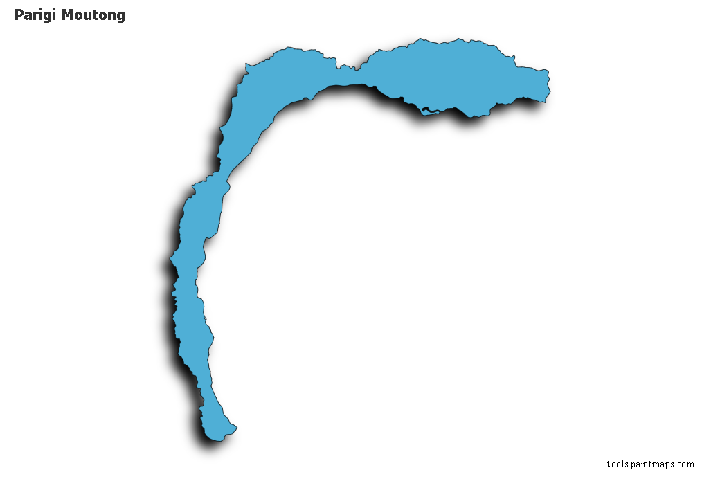 Mapa de Parigi Moutong con efecto de sombra 3D