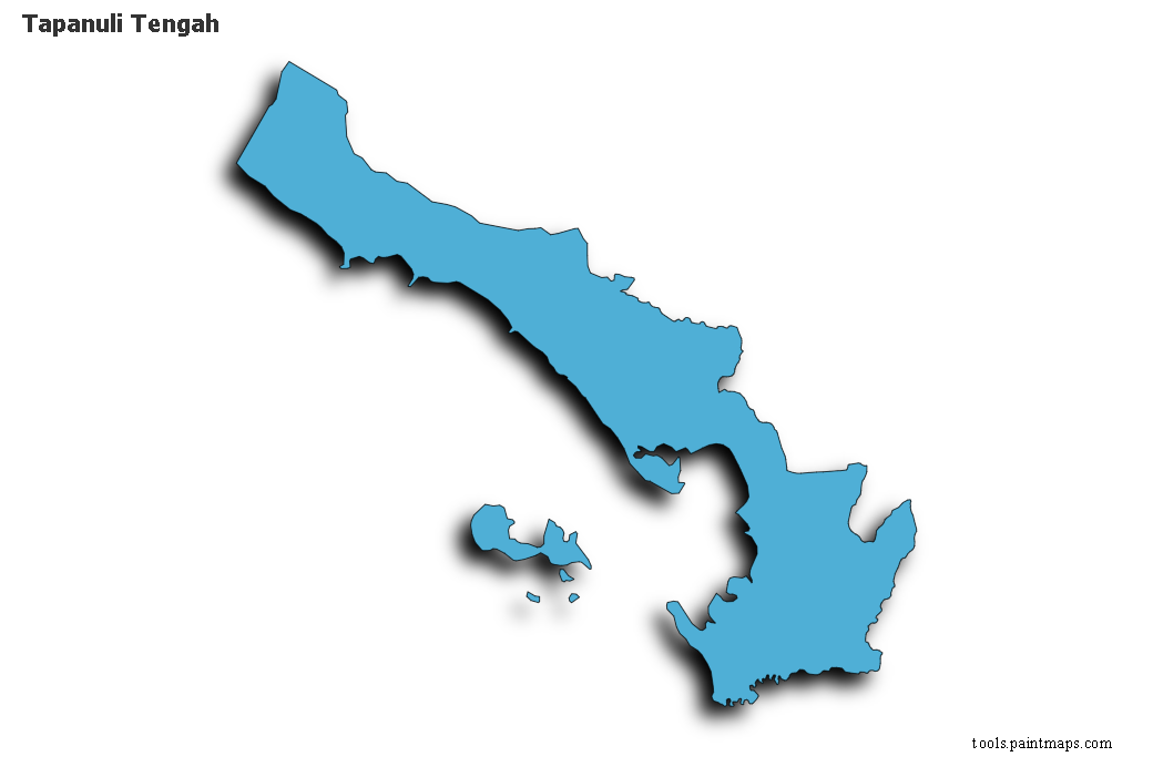 Mapa de Tapanuli Tengah con efecto de sombra 3D