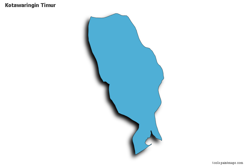 Mapa de Kotawaringin Timur con efecto de sombra 3D