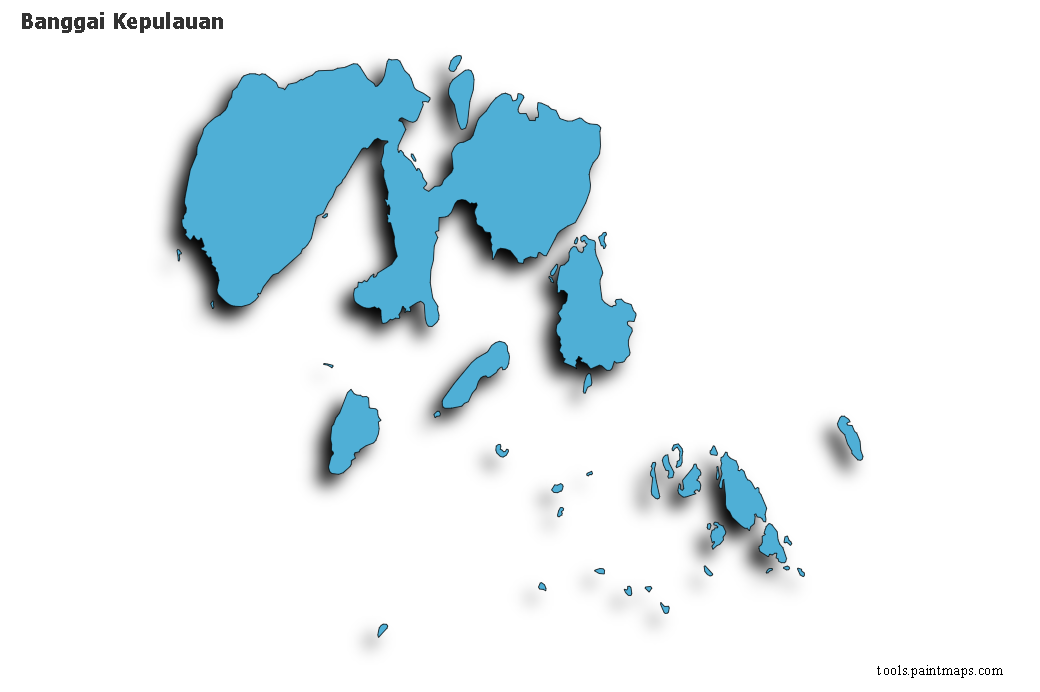 3D gölge efektli Banggai Adaları haritası