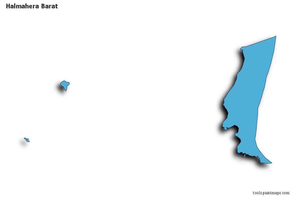 Mapa de Halmahera Barat con efecto de sombra 3D