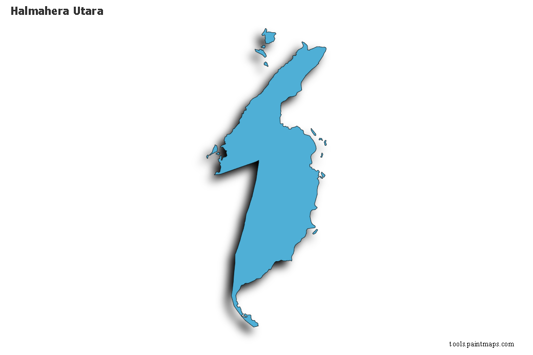 3D gölge efektli Halmahera Utara haritası