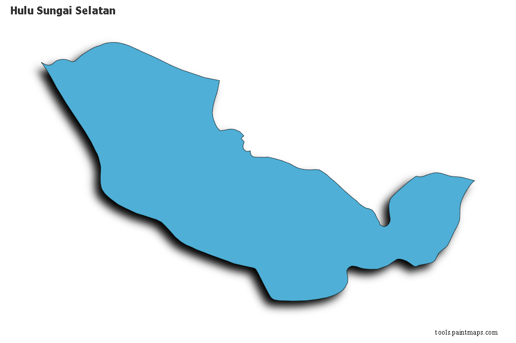 Mapa de Hulu Sungai Selatan con efecto de sombra 3D