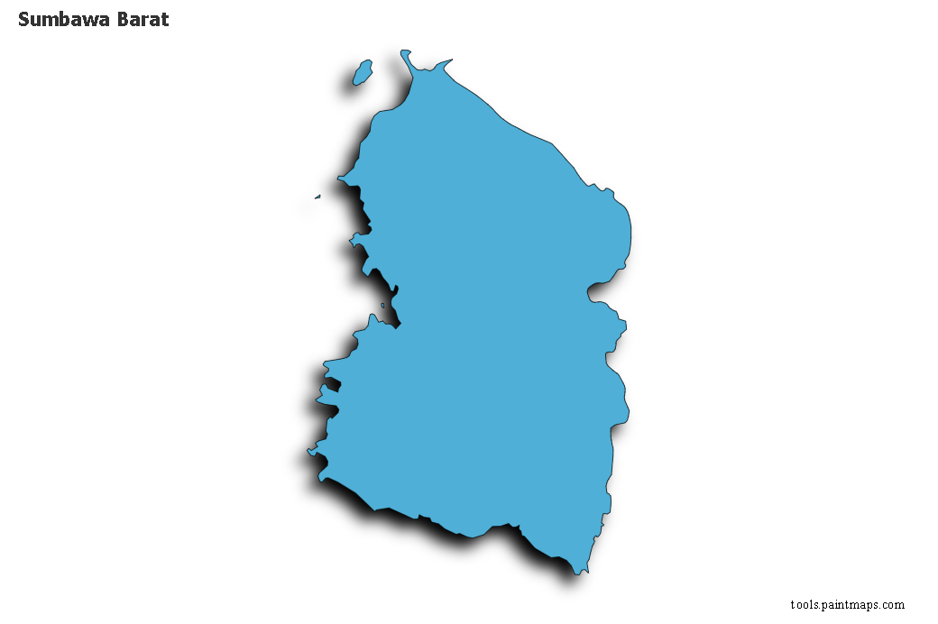 Sumbawa Barat map with 3d shadow effect