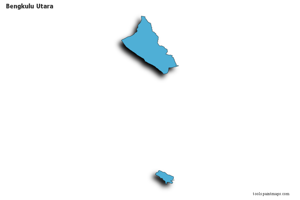 Mapa de Bengkulu Utara con efecto de sombra 3D