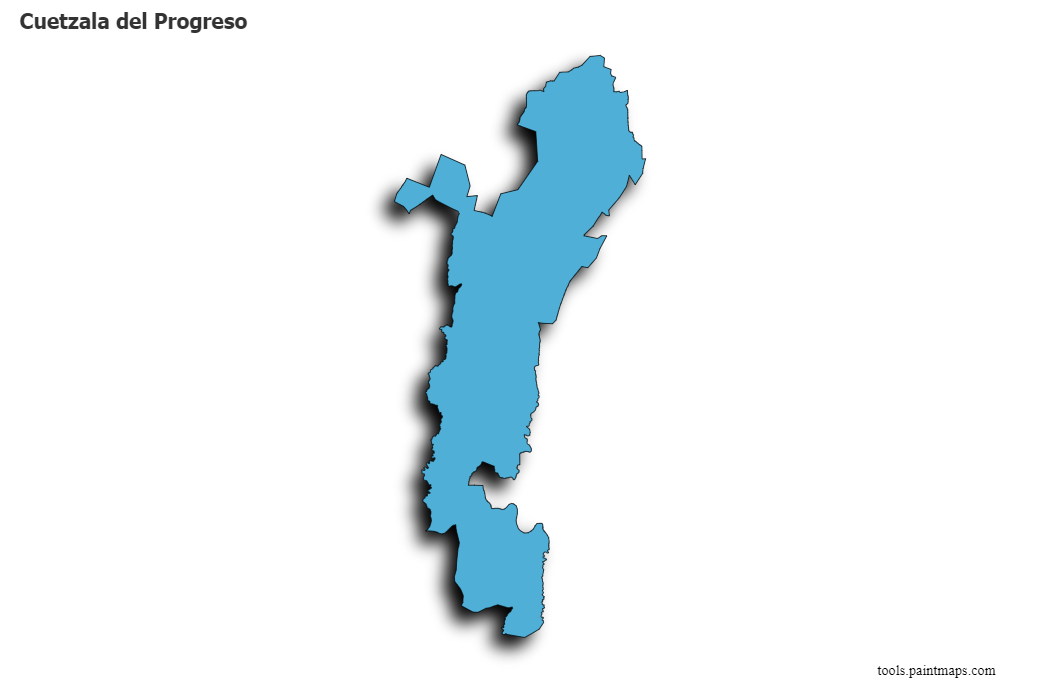 Mapa de Cuetzala del Progreso con efecto de sombra 3D