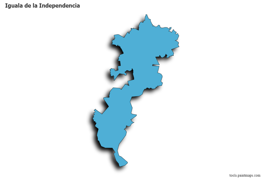 Iguala de la Independencia map with 3d shadow effect