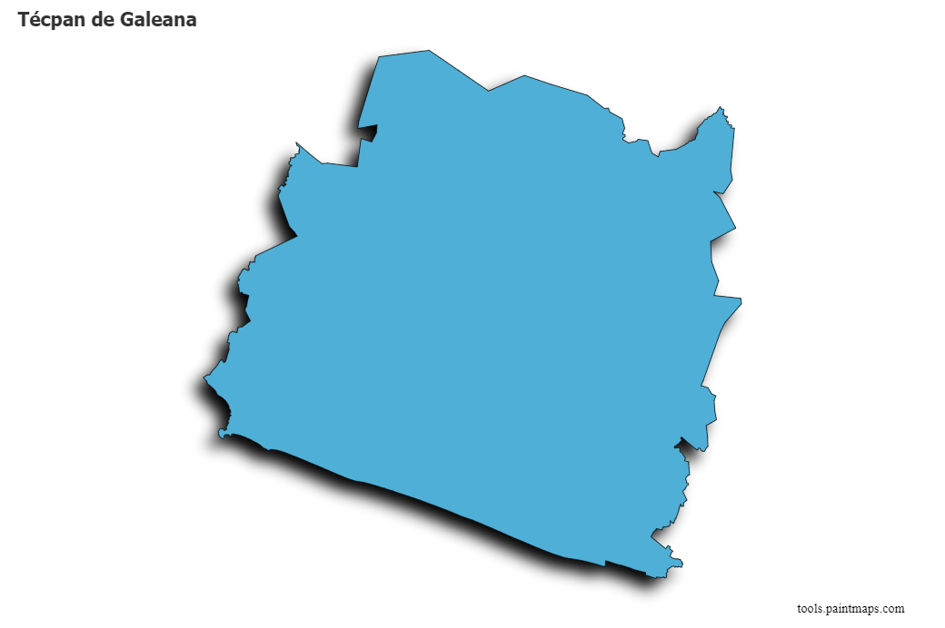 Técpan de Galeana map with 3d shadow effect