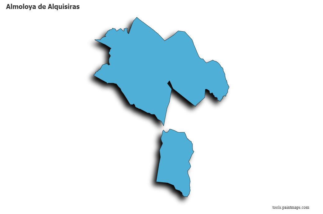 Mapa de Almoloya de Alquisiras con efecto de sombra 3D