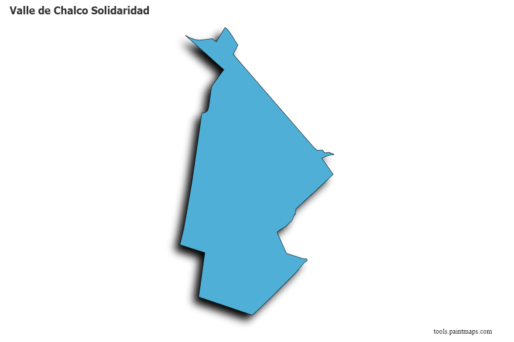 Valle de Chalco Solidaridad map with 3d shadow effect