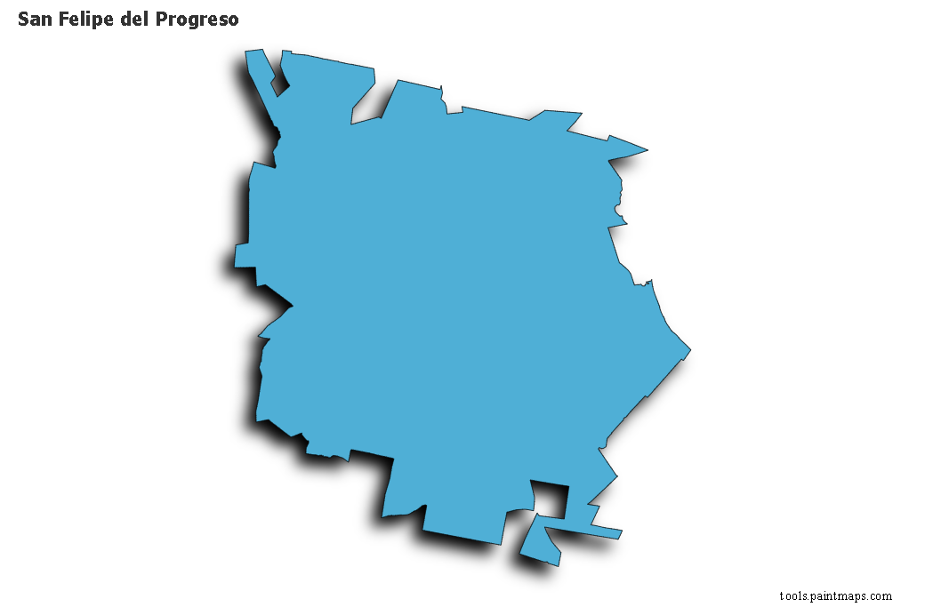 San Felipe del Progreso map with 3d shadow effect