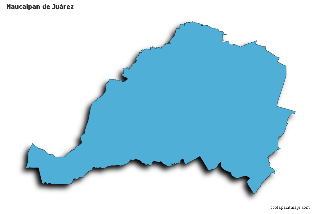 Mapa de Naucalpan de Juárez con efecto de sombra 3D