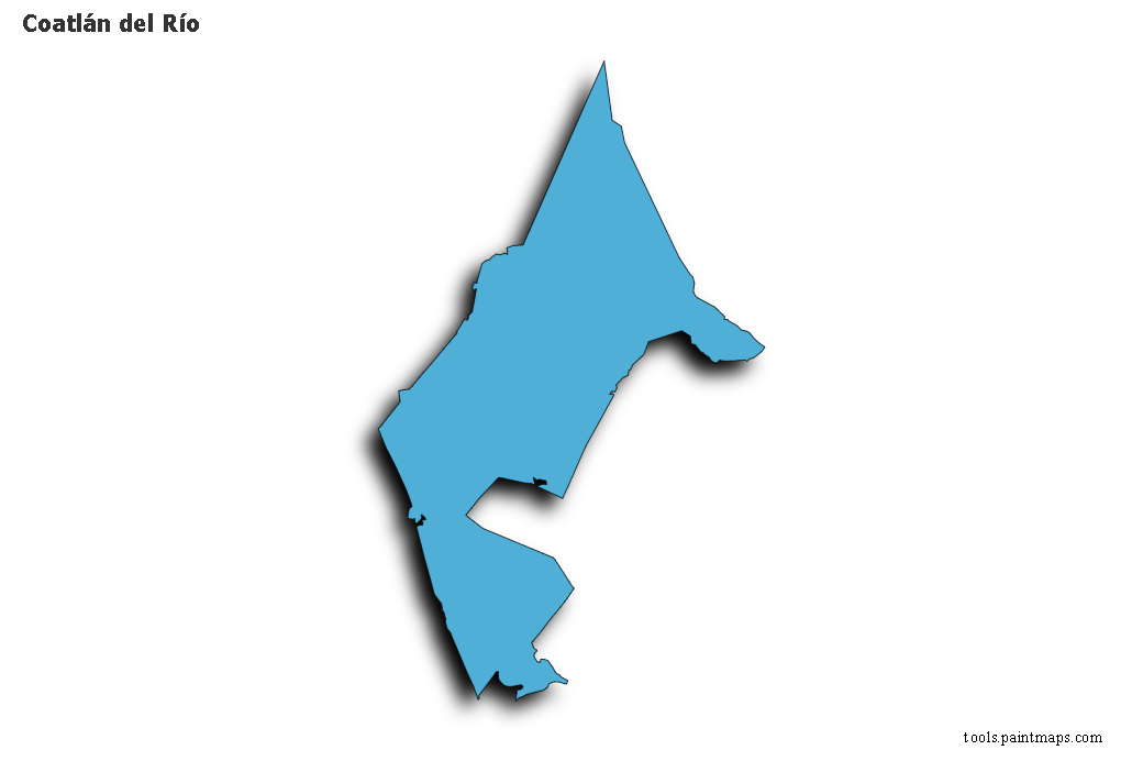 Mapa de Coatlán del Río con efecto de sombra 3D