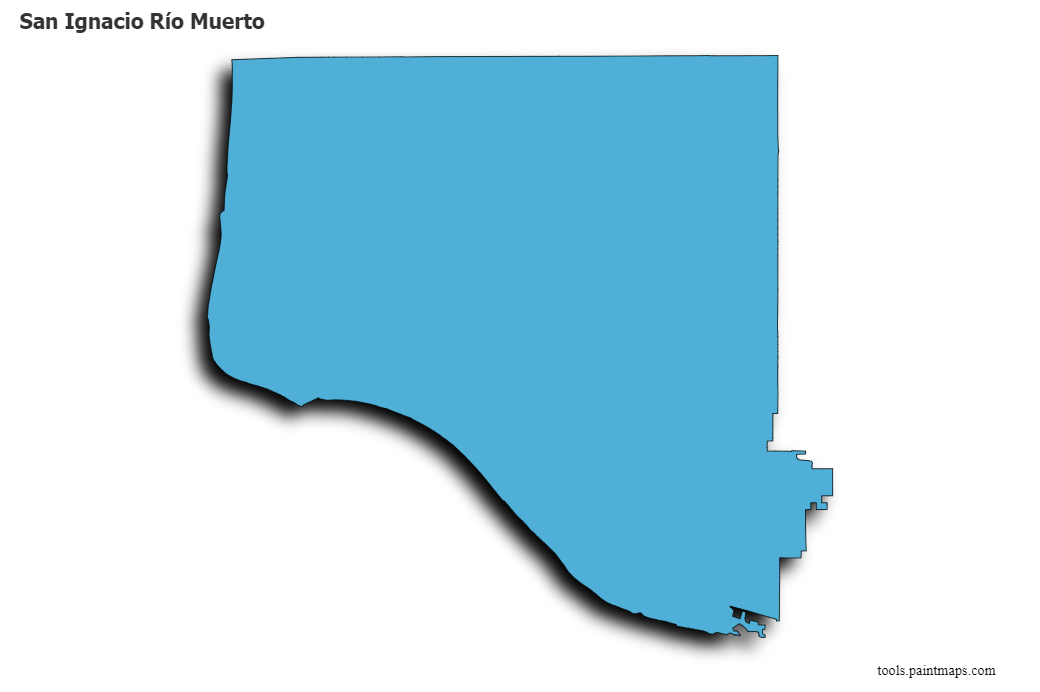 Mapa de San Ignacio Río Muerto con efecto de sombra 3D