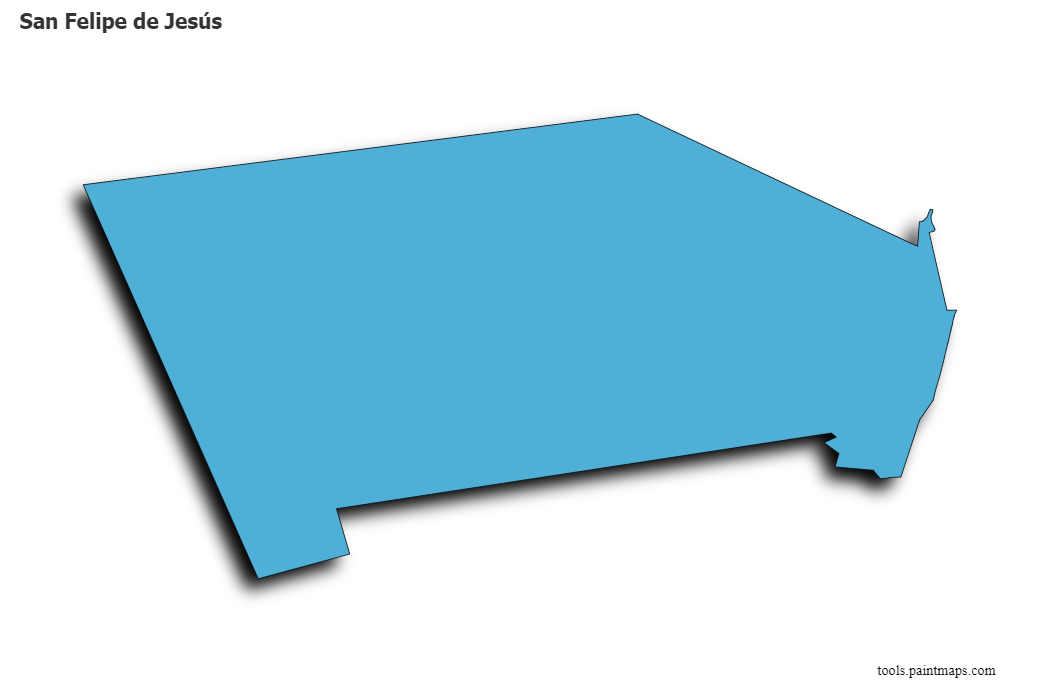 Mapa de San Felipe de Jesús con efecto de sombra 3D