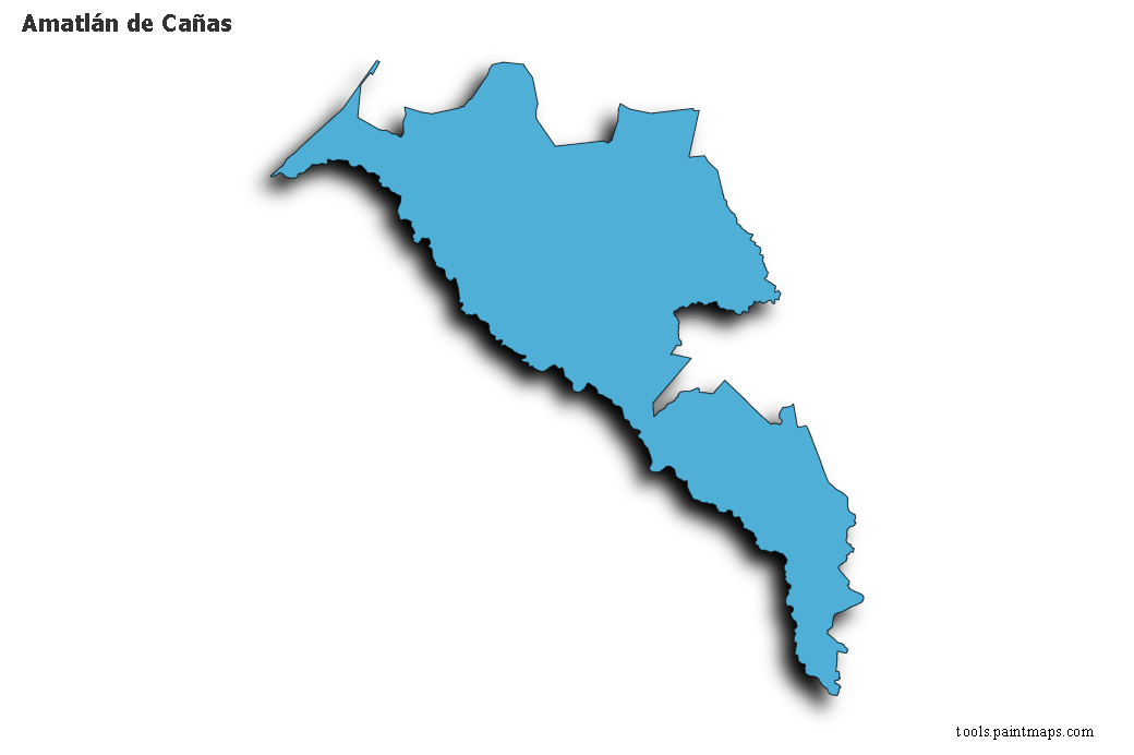 3D gölge efektli Amatlán de Cañas haritası