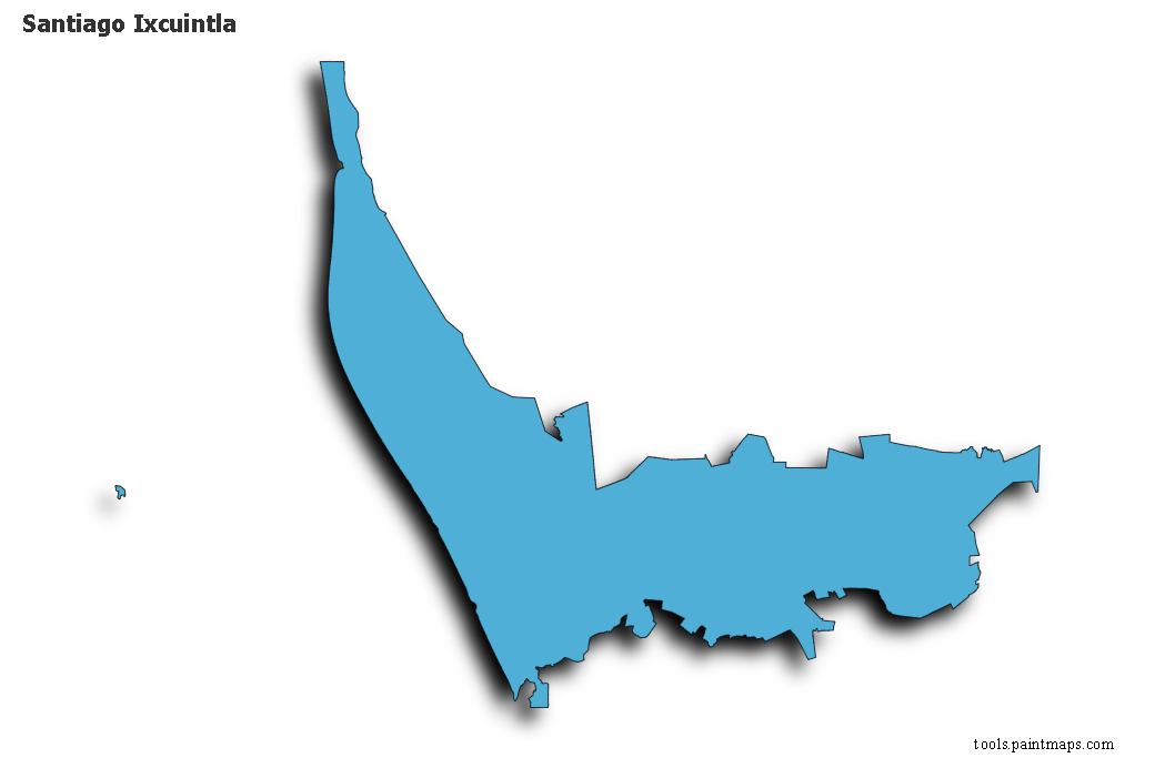 Santiago Ixcuintla map with 3d shadow effect