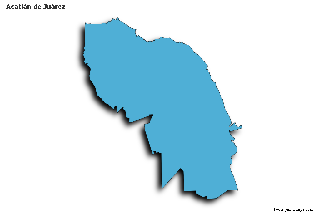 3D gölge efektli Acatlán de Juárez haritası
