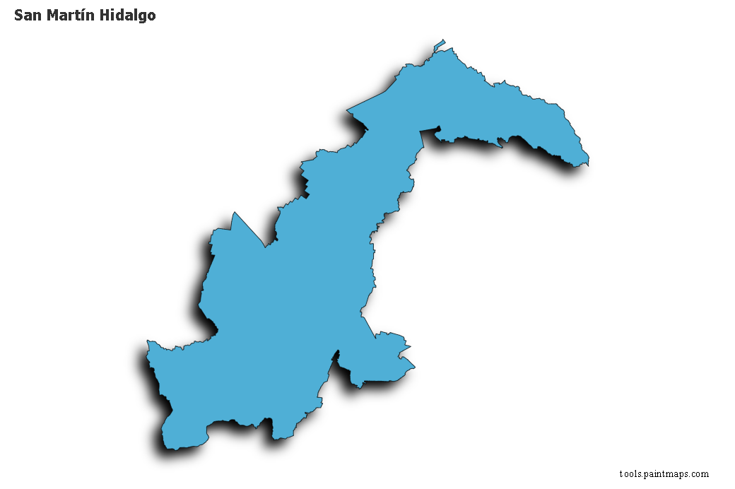 Mapa de San Martín Hidalgo con efecto de sombra 3D