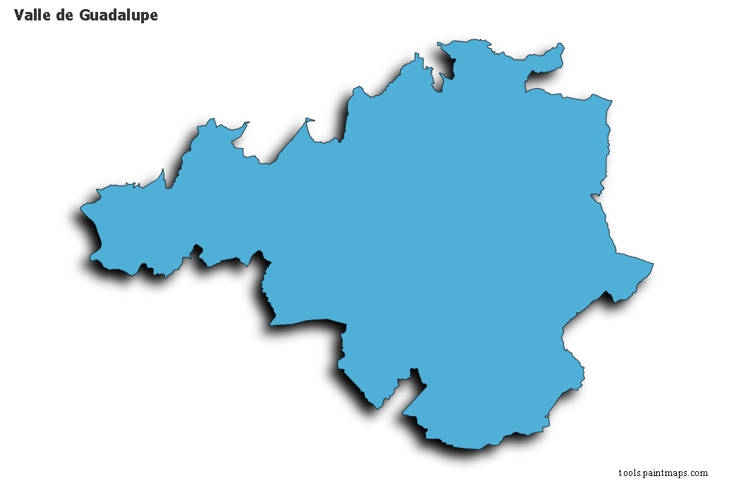 3D gölge efektli Valle de Guadalupe haritası