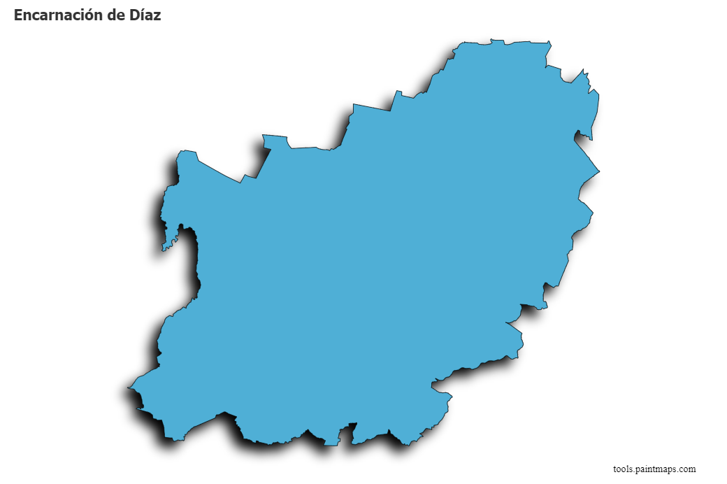 Mapa de Encarnación de Díaz con efecto de sombra 3D