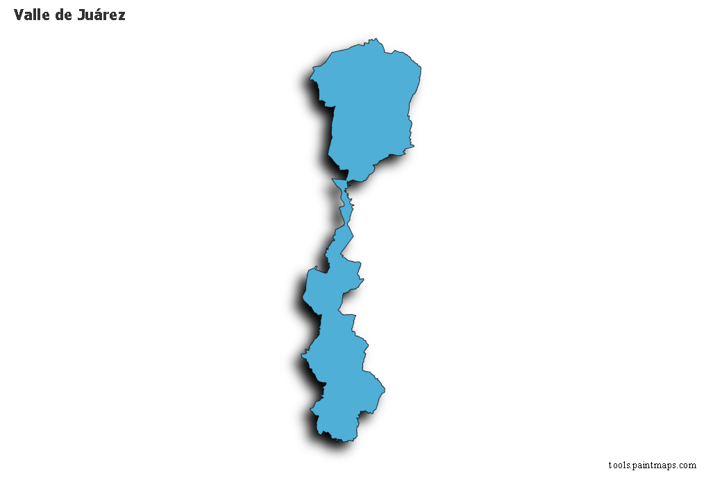 Mapa de Valle de Juárez con efecto de sombra 3D