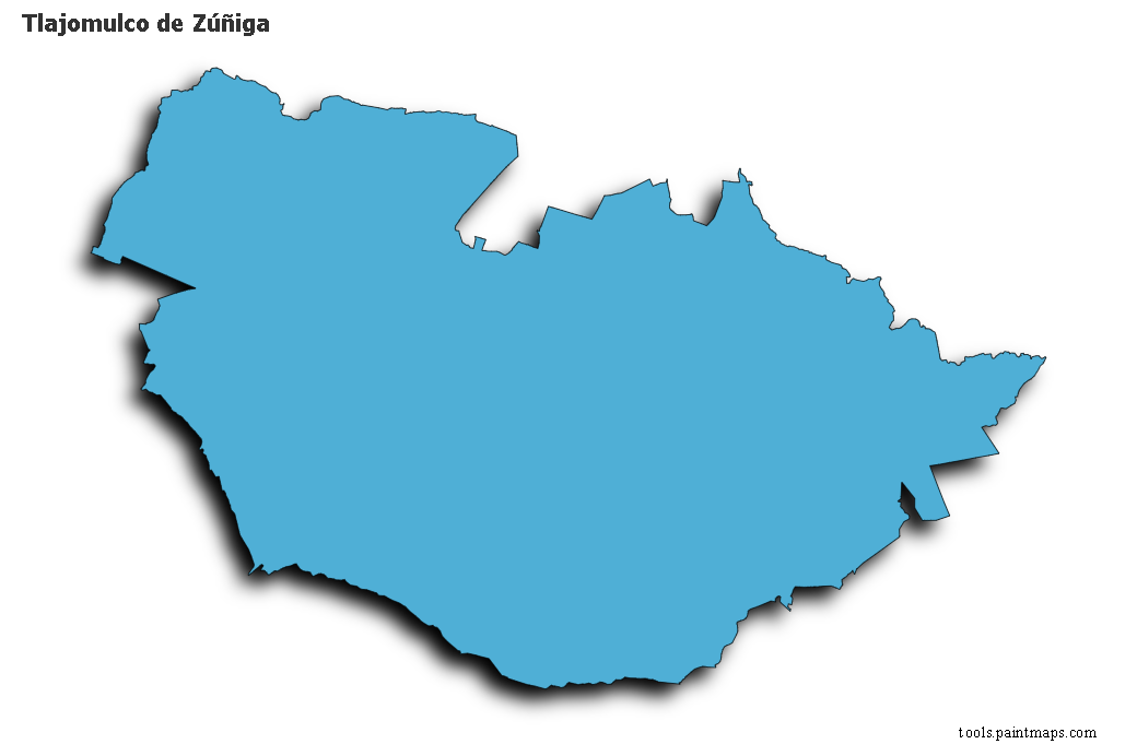 Mapa de Tlajomulco de Zúñiga con efecto de sombra 3D