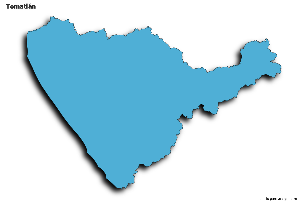 Mapa de Tomatlán con efecto de sombra 3D