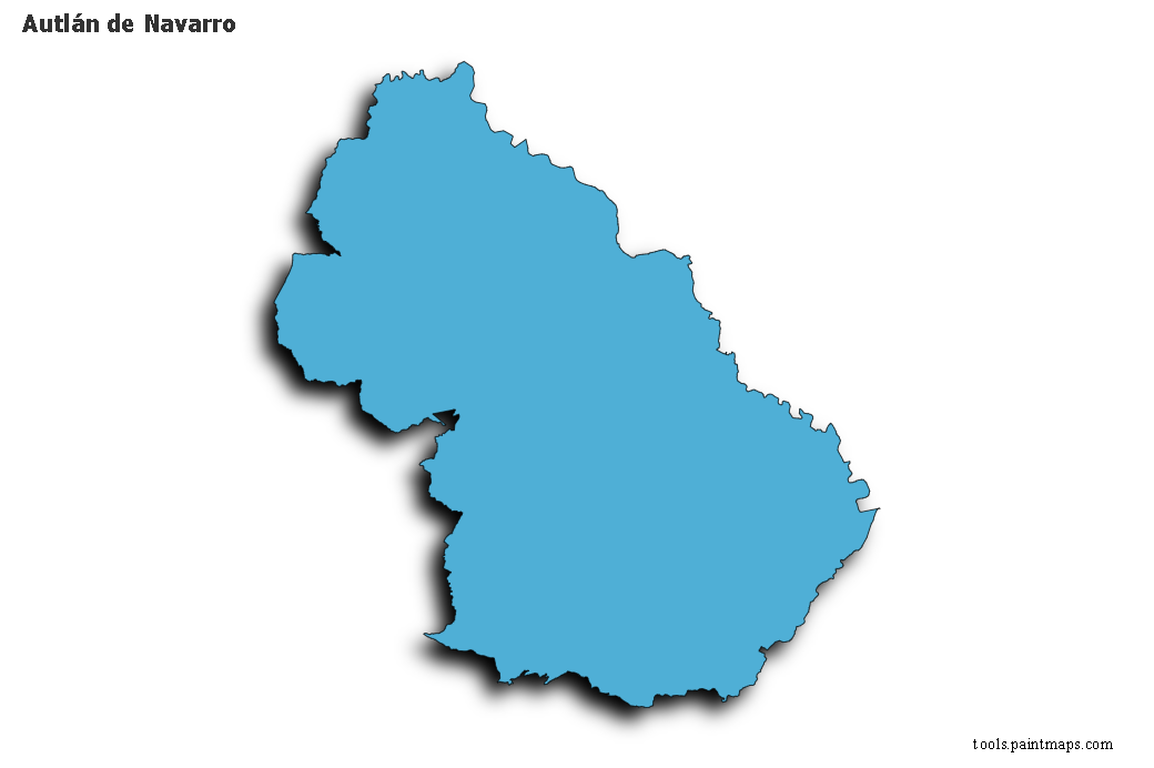 Mapa de Autlán de Navarro con efecto de sombra 3D