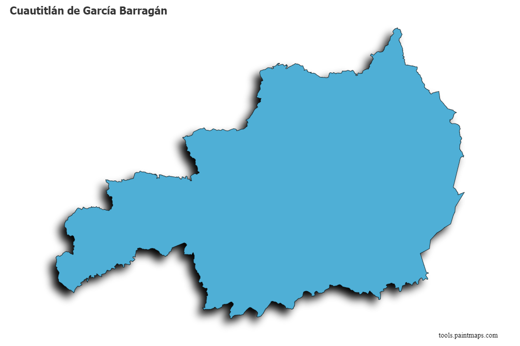 3D gölge efektli Cuautitlán de García Barragán haritası