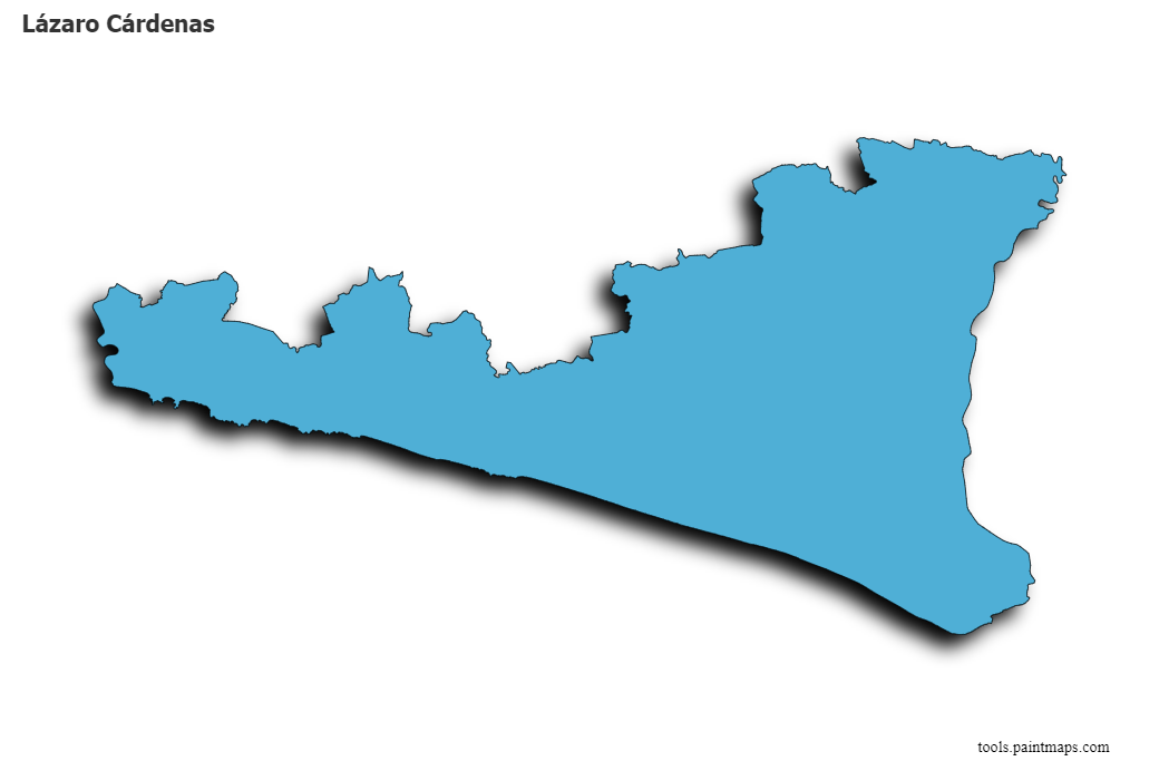 3D gölge efektli Lázaro Cárdenas haritası