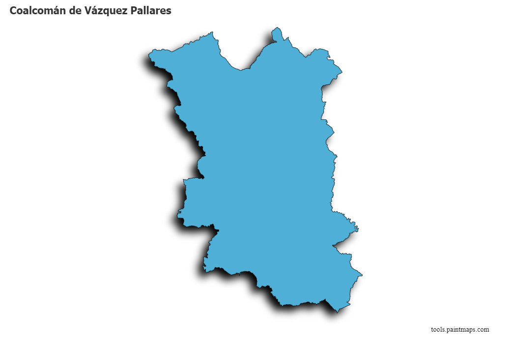 Mapa de Coalcomán de Vázquez Pallares con efecto de sombra 3D