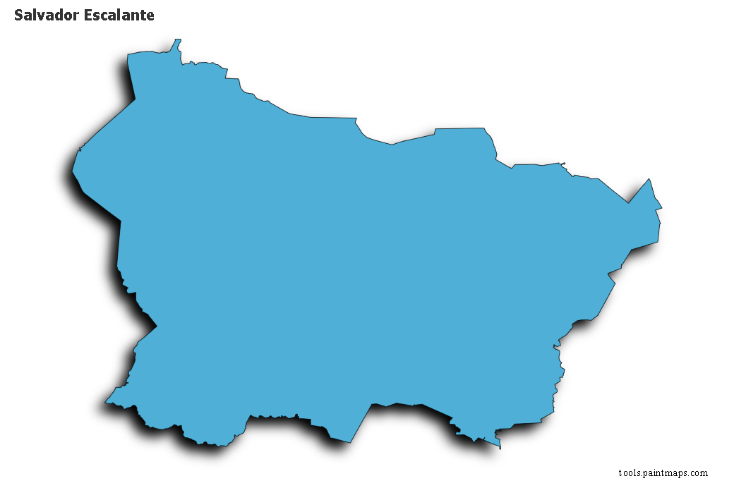Mapa de Salvador Escalante con efecto de sombra 3D