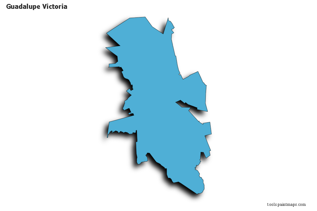 Mapa de Guadalupe Victoria con efecto de sombra 3D